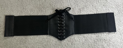 Black lace belt corset - black, up