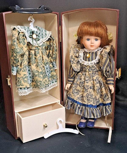 Porcelain doll steamer trunk - doll,